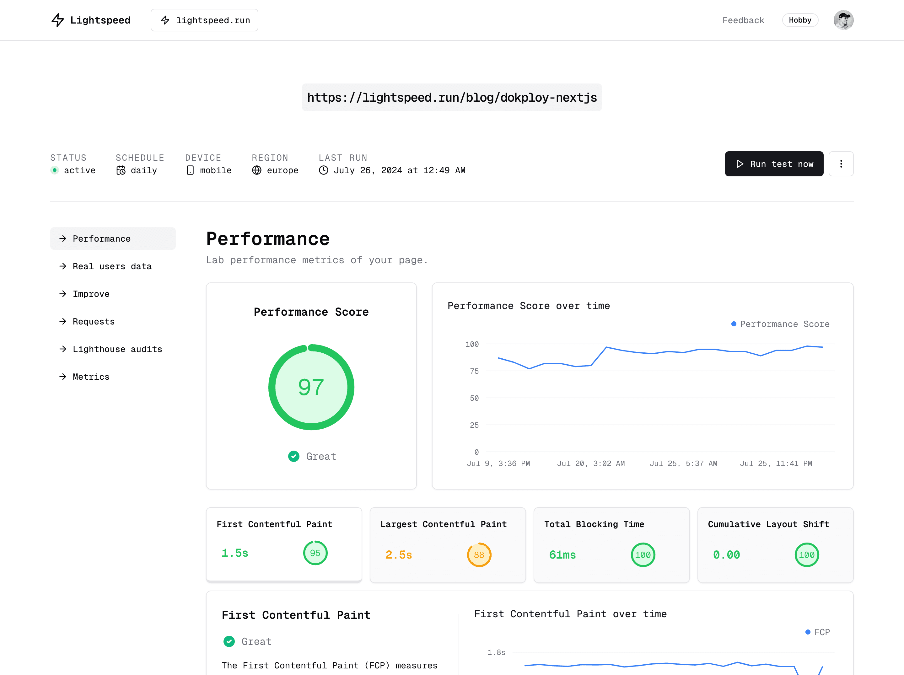 Website performance monitoring