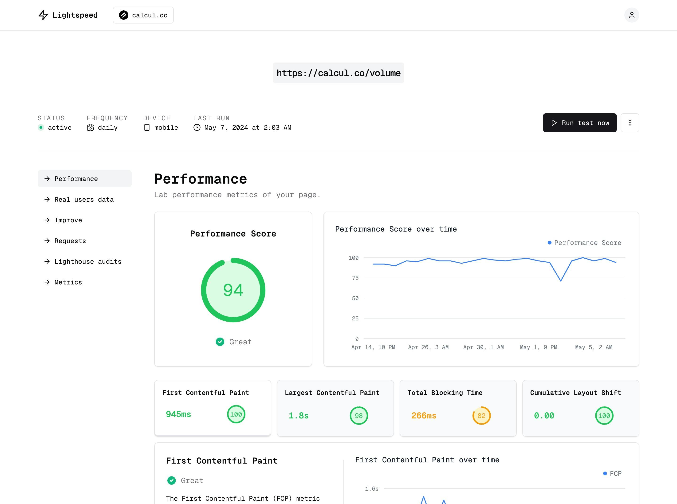 Website performance monitoring
